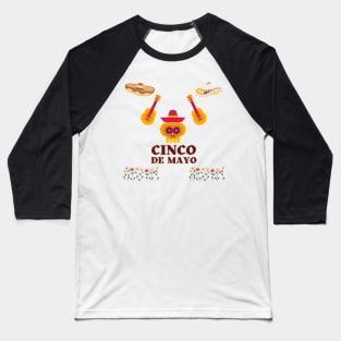 Cinco de Mayo - Sombrero and Guitars (Exclusive 2022 Model TShirt) Baseball T-Shirt